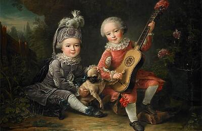 Kinder des Marquis de Béthune mit einem Mops (ca. 1761)